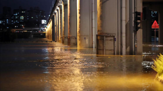 29일 밤 서울 잠수교 침수는 빗물과 바닷물의 협공 탓