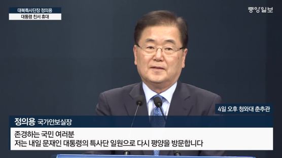 정의용 "남북 정상회담·종전선언 논의…文 친서 가져간다"