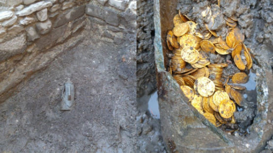 철거 중인 극장서 발견된 깨진 주전자…로마 금화 한가득