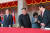 지난 10일 정권수립일 열병식에 참석한 김정은 북한 국무위원장. 오른쪽은 리잔수(栗戰書) 중국 전국인민대표회의 상무위원장이다. [연합뉴스]