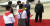 문재인 대통령 부부가 18일 평양 순안공항에서 김여정 북한 노동당 제1부부장과 인사하고 있다. [화면 캡쳐]
