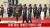 문재인 대통령이 18일 평양 순안공항에서 김정은 위원장과 함께 의장대를 사열하고 있다. [화면 캡쳐]