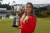 18일 숨진 채 발견된 골프 유망주 셀리아 바킨 아로자메나가 유럽 여자 아마추어 챔피언십 우승컵을 들고 있다. [EPA]