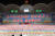 북한 공연단이 19일 오후 평양 능라도 5.1경기장에서 남북정상회담 축하 대집단체조와 예술공연중 문재인 대통령 방문을 환영하는 공연을 하고 있다. [연합뉴스]