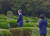 문재인 대통령이 부인 김정숙 여사와 함께 28일 경남 양산시 하늘공원 천주교 묘지에 있는 선영을 찾아 성묘하고 있다. [사진 청와대]   