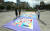 서울 광화문 광장에서 한글과 조각보를 이용해 만든 &#39;리게더 한글&#39; 전시가 2일까지 열린다. 임현동 기자