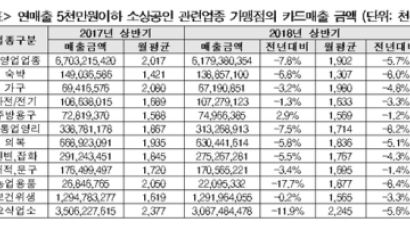 "영세 자영업자, 1년새 매출 4% 줄었다"