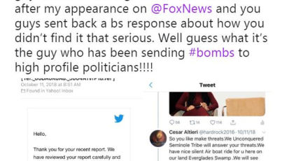“실수였다” 美폭발물 소포 용의자 협박 신고 무시한 트위터 사과 