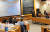 황창규 KT 회장이 지난 26일(현지시간) 미국 매사추세츠주 보스턴에 있는 하버드대 비즈니스스쿨에서 ‘KT 스마트에너지 사업’을 주제로 강연하고 있다. [보스턴=연합뉴스]