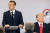 1차 세계대전 종전 100주년 기념식에서 참석한 마크롱 프랑스 대통령. 오른쪽은 트럼프 미국 대통령. [EPA=연합뉴스] 
