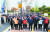 민주노총 울산본부, 현대자동차 노조원들이 지난 14일 오후 울산시청 정문 앞에서 광주형 일자리 반대 결의대회에 참석해 구호를 외치고 있다. [뉴시스]