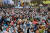 전국 14개 지역에서 모인 민주노총 소속 조합원들이 21일 서울 여의도 국회의사당 앞에서 집회를 갖고 있다. 김상선 기자 