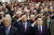 예비역 장성들이 21일 오후 서울 용산 전쟁기념관 뮤지엄 웨딩홀에서 열린 ‘919 남북군사합의 국민 대토론회’에 참석해 국민의례를 하고 있다. [연합뉴스]