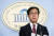 김영우 자유한국당의원이 29일 오전 국회 정론관에서 원내대표 출마 기자회견을 하고 있다. 임현동 기자