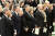 1994년 4월 캘리포니아에서 열린 리처드 닉슨 37대 미 전 대통령의 장례식. 당시 대통령이었던 42대 빌 클린턴 전 대통령과 41대 조지 H W 부시, 40대 로널드 레이건, 39대 지미 카터, 38대 제럴드 포드 전 대통령 내외가 참석했다. [중앙포토]