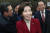 자유한국당 신임 원내대표에 당선된 나경원 의원이 11일 오후 서울 여의도 국회에서 선거가 끝난 뒤 의원들의 축하를 받고 있다. [김경록 기자] 