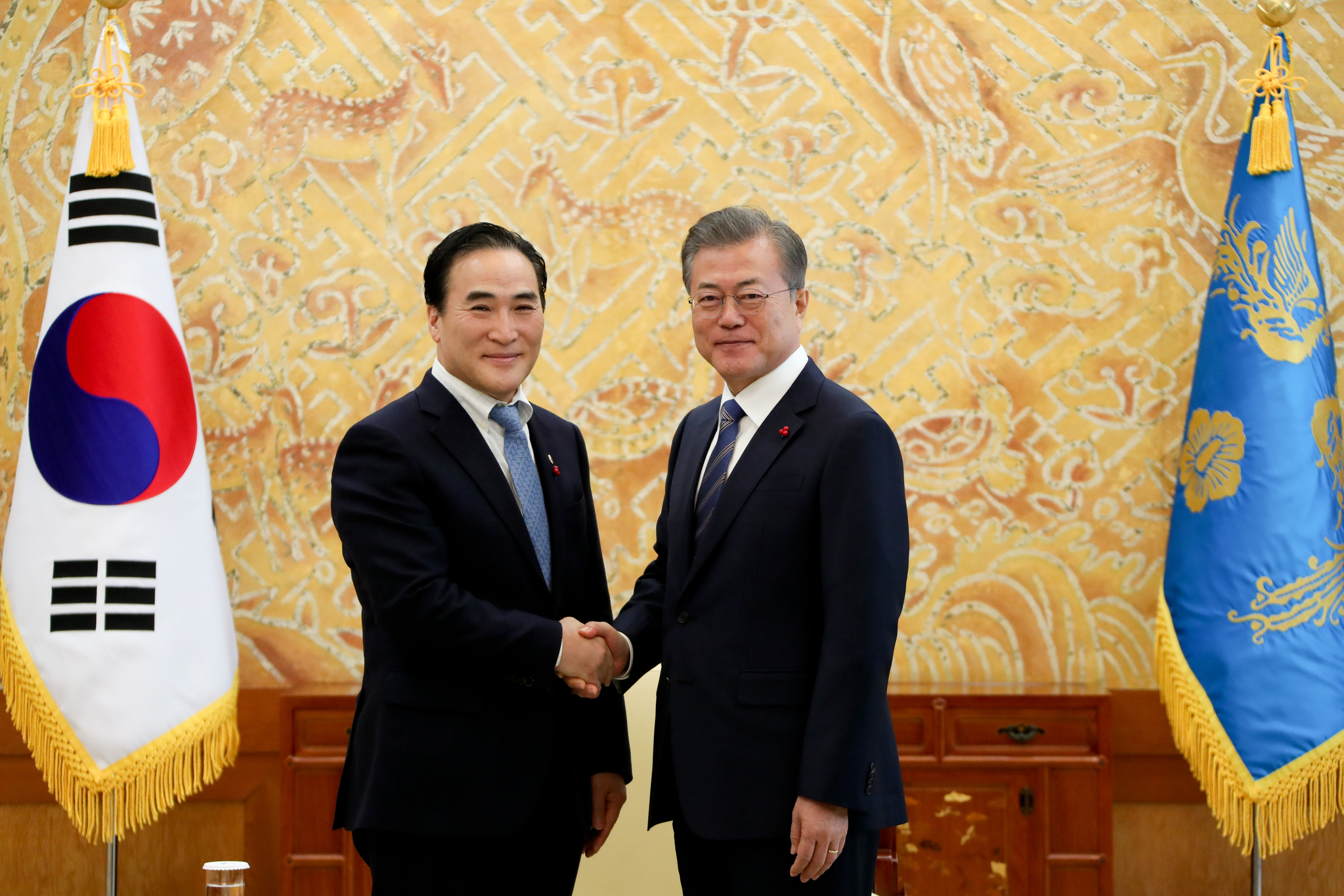 "정부 도움이 컸다" 김종양 인터폴 총재 만난 문재인 대통령