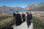 문재인 대통령(오른쪽)과 김정숙 여사가 9월 20일 김정은 국무위원장 내외와 백두산 천지를 산책하고 있다.