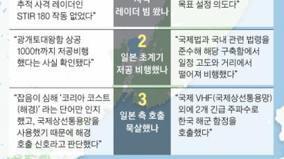 한국 레이더 쐈나, 일본 초계기 위협비행 했나…진실 공방