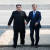 역사적인 남북 정상의 첫 만남. 문재인 대통령과 김정은 국무위원장이 함께 손을 잡고 판문점 군사분계선을 넘고 있다. 사진공동취재단