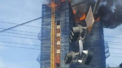 부산 사하구 공사 중인 18층 건물서 불…"인명피해 없어"