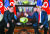 도널드 트럼프 미국 대통령(오른쪽)이 지난 6월 12일 싱가포르에서 열린 북미 정상회담에서 김정은 북한 국무위원장의 모두 발언 후 엄지손가락을 들어올리고 있다. [사진 AP 연합뉴스]
