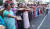 지난 1일 인도 남부 케랄라 주에서 종교 양성평등을 요구하며 인간띠 시위를 벌인 여성들. [AFP=연합뉴스]