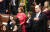 펠로시 하원의장이 3일(현지시간) 워싱턴 국회의사당에서 의회가 시작되기전에 가슴에 손은 얹고 있다. [UPI=연합뉴스]