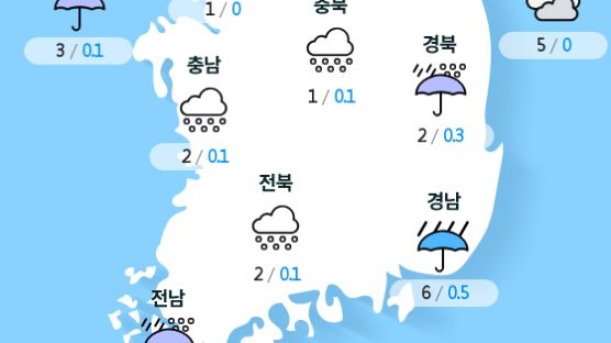 [실시간 전국 날씨] 오전 8시 현재 대체로 흐리고 곳에 따라 비