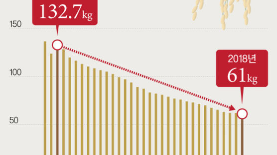 대한민국 가정 쌀소비 27년간 줄었다…1인당 연간 61㎏