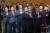 지난 11일 충북 진천선수촌에서 열린 국가대표 훈련 개시식에서 이기흥 대한체육회장(맨 앞줄 오른쪽) 등 체육인들이 국기에 대한 경례를 하고 있다. [연합뉴스]