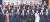이해찬 대표(앞줄 왼쪽 다섯째) 등 더불어민주당 지도부가 18일 ‘경남 예산정책협의회’에 참석해 기념촬영을 하고 있다. [연합뉴스]