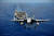 2013년 4월 태평양 해상에서 작전 중인 존 C 스테니스함에서 F/A-18E 수퍼 호넷 전투기가 이륙하고 있다. [미 해군]