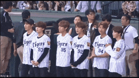 BTS at the hanshin Tigers BaseBall game.