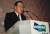 박용곤 두산그룹 회장이 1996년 8월 열린 두산그룹 창업 100주년 축하 리셉션에서 인사말을 하고 있다. [사진 두산그룹]