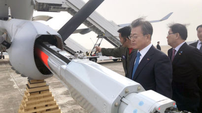 文 대통령, 한국 최초 공중급유기 '시그너스' 참관