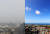 수도권에 사상 처음 엿새 연속 비상저감조치가 발령된 6일 오전 서울 도심(왼쪽)이 희뿌옇게 보이고 있다. 오른쪽은 미세먼지 농도가 &#39;좋음&#39; 수준을 보인 제주시 하늘 모습. [뉴스1]