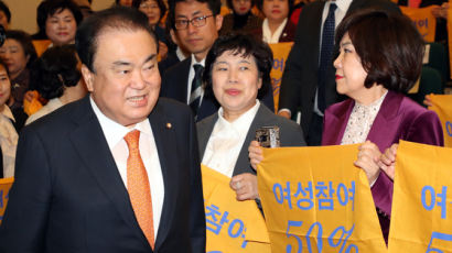 문희상 "딸 둘은 은메달"···세계 여성의날 성차별 축사 논란