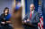 사라 샌더스 백악관 대변인(왼쪽)과 러셀 보트 백악관 예산국장 대행이 11일 2020 회계연도 예산안을 발표하고 있다. [EPA]