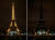 15일 저녁(현지시간) 뉴질랜드 총격 테러 희생자를 추모하기 위해 프랑스 파리의 에펠탑의 조명이 꺼져 있다. 왼쪽 사진은 불 켜진 에펠탑 모습. [EPA=연합뉴스]