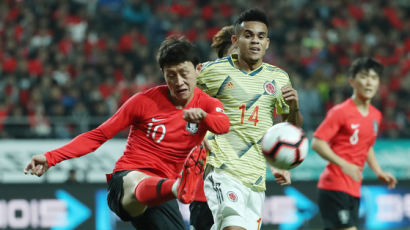 '후반 초반 실점' 한국 축구, 콜롬비아와 1-1 팽팽하게 맞서