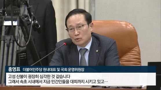 정의용 붙잡은 한국당···산불확산 책임론 진실게임