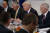 트럼프 대통령이 &#39;어른들의 축(Axis of Adults)&#39;으로 불렸던 3인방과 함께 취임 초인 2017년 5월 회담장에 앉아 있다. 왼쪽부터 허버트 맥매스터 전 국가안보보좌관, 렉스 틸러슨 전 국무장관, 트럼프 대통령, 제임스 메티스 전 국방장관. [AP]