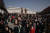 평양 시민들이 15일 만수대의 김일성 김정일 동상을 참배한 뒤 돌아나오고 있다. [AFP=연합뉴스]