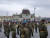  러시아 군 의장대가 24일 블라디보스토크 역 앞 광장에서 김정은 북한 국무위원장의 환영행사 리허설 중이다. 블라디보스토크=전수진 기자 