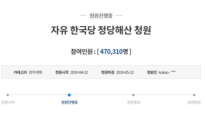 경쟁하듯 1시간 1만명···'한국당 해산' 청원 47만 돌파