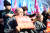경남학생인권조례를 반대하는 단체에서 지난 2월 17일 오후 경남도의회 앞에서 대규모 집회를 열고 삭발식을 열고 있다. [뉴스1]