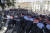 지난 3월 21일 티아나 광장에서 열린 반정부 시위에서 경찰들과 시위대가 충돌하고 있다. [EPA=연합뉴스]