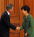 박근혜 전 대통령이 2015년 3월 17일 오후 청와대에서 당시 새정치민주연합 문재인 대표와 만나 인사를 나누고 있다. [청와대사진기자단]