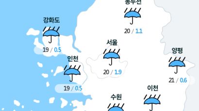 [실시간 수도권 날씨] 오전 11시 현재 대체로 흐리고 비